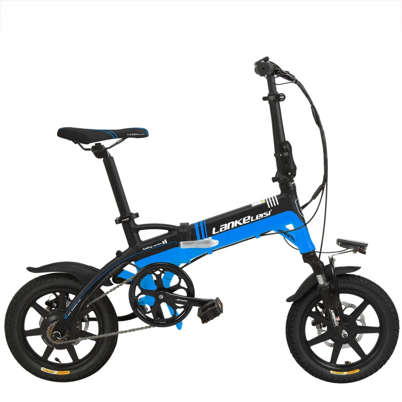 36 В 8.7Ah скрытый аккумулятор Ebike, портативный 14 дюймов складной электрический велосипед, интегрированное колесо, 5 класс помощи, дисковый тормоз - Цвет: black blue