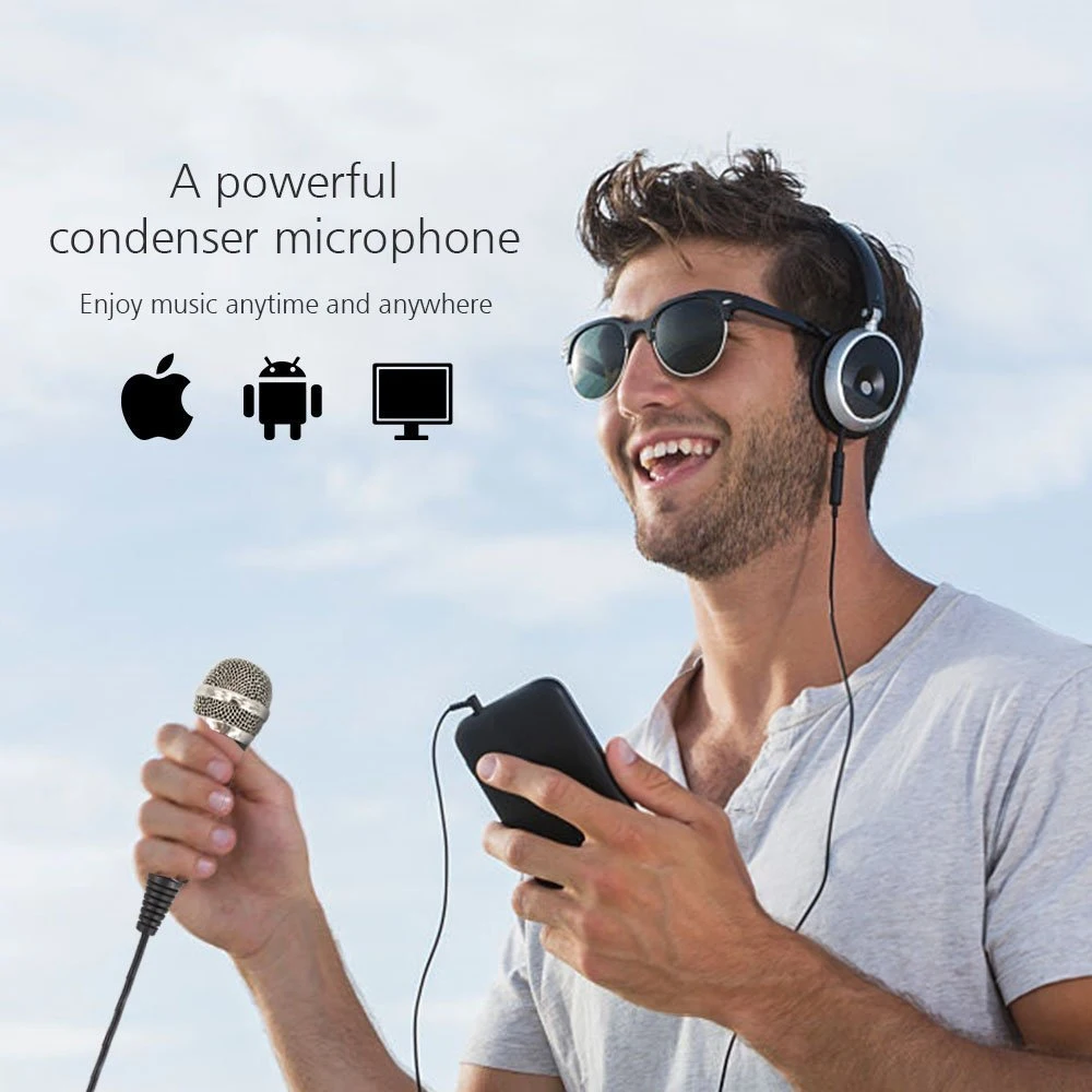 Condenser Microphone for Phone with Stand for computer iphone 7 Recording Podcasting Mobile Android karaoke microfono XIAOKOA