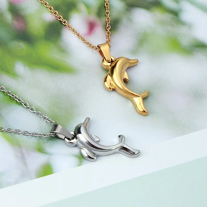

ZFVB NEW Fashion Women Dolphins Necklaces Pendants Jewelry Stainless Steel Oceanic Dolphins Clavicle Chain Bijoux Gift
