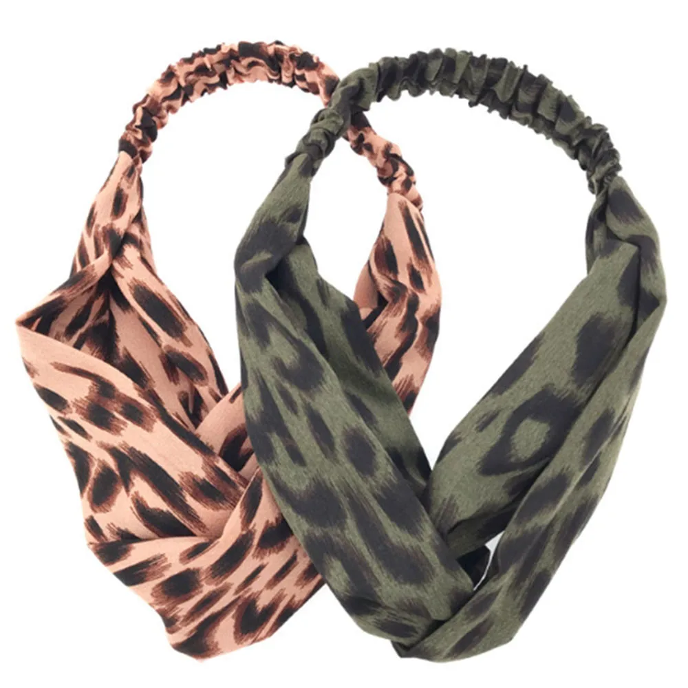 

Printing Leopard Cross Headband For Women Turban Hairband Stretch Twisted Knotted Hair Band Hair Accessories Headwear