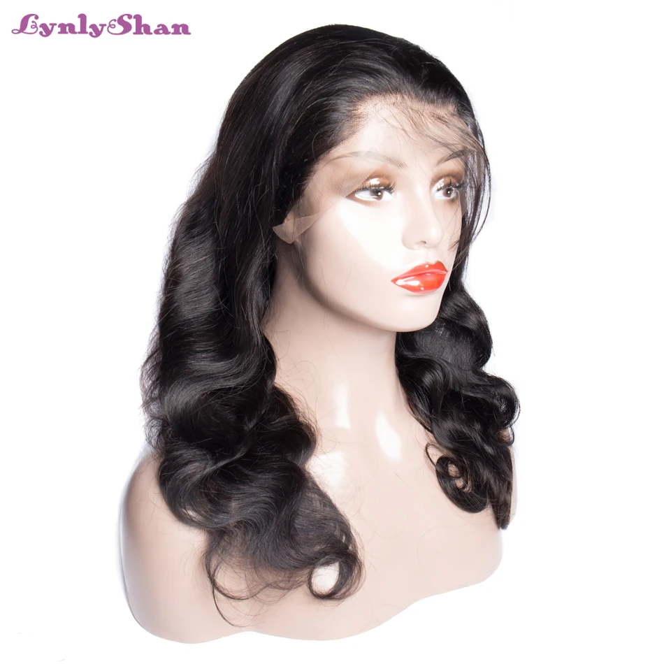 Lynlyshan объемный волнистый парик Remy человеческие волосы парик с детскими волосами 8-28 дюймов бразильский синтетический фронтальный парик