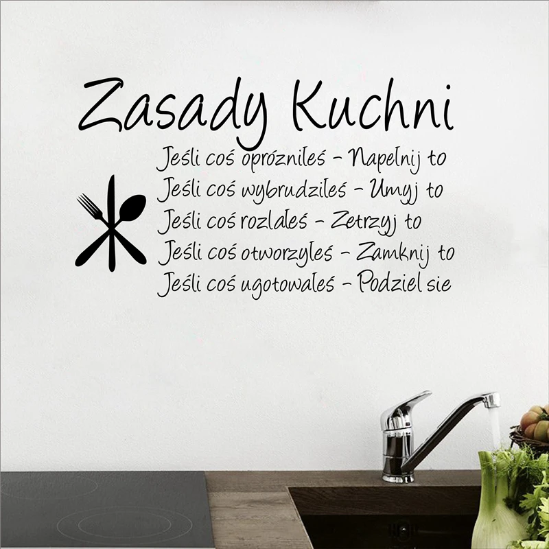 

Free Shipping Poland Kitchen Rules Wall Stickers , Polskie Language Vinyl Wall Decals For Poland Kitchen Dining Room Art Decor