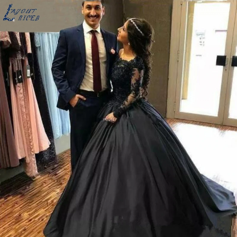 ED0424 изысканный Темно-синие черное бальное платье с открытыми плечами с длинным рукавом с бисером платья с аппликацией вечернее платье Выпускной платья