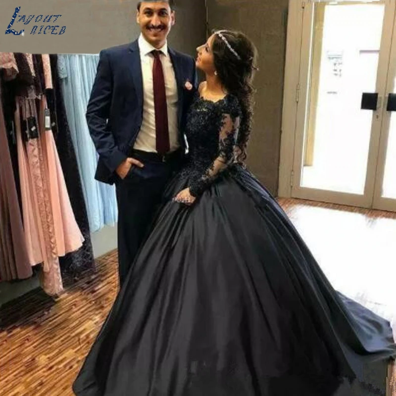 Ed0424 Exquisite Navy Blau Schwarz Ballkleid Off Schulter Langen Armeln Perlen Appliques Kleider Abendkleid Prom Kleider Evening Dresses Aliexpress
