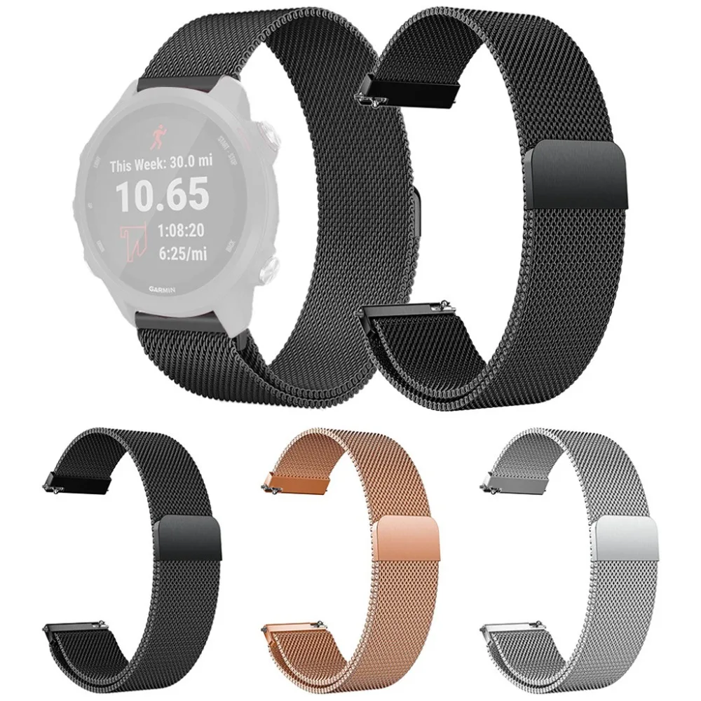 

Milanese Magnetic Loop Stainless Steel Band For Garmin Forerunner 245/245M Watch stap watchbands adjustable solid wire mesh