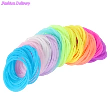 50pcs Lot Mix Color Hair Rope Fluorescent Candy Color Elastic Hair Bands For Women Girl Kids