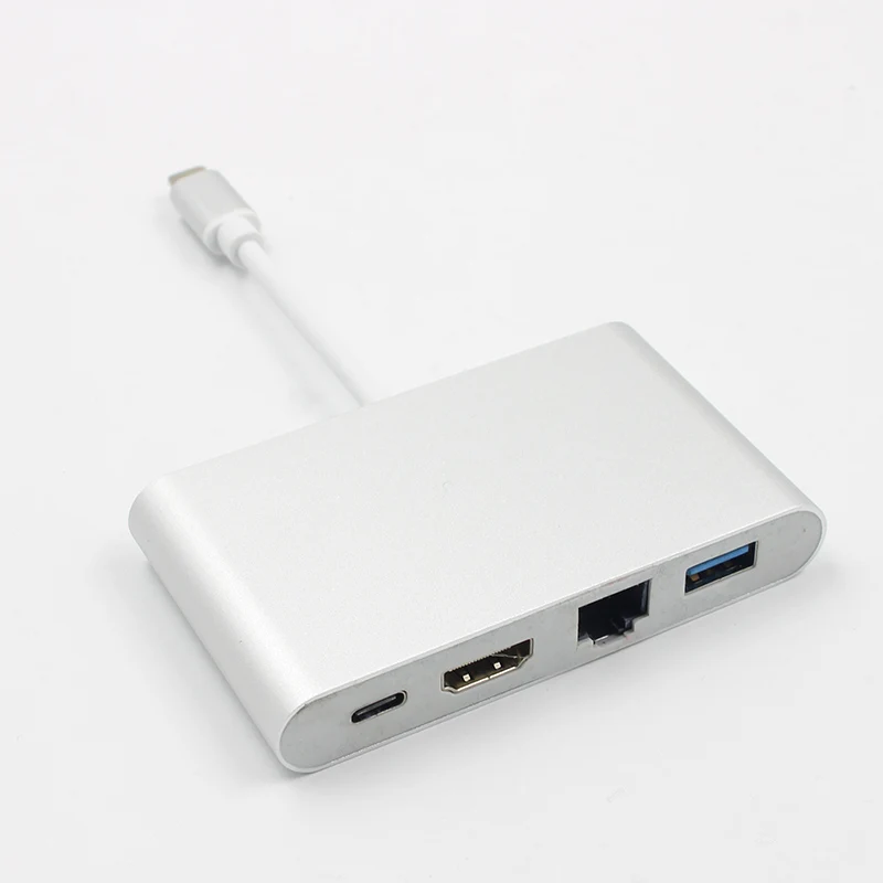 

USB C to HDMI 4K+Gigabit Ethernet (RJ45 Port)+USB 3.0 USB 3.1 Type C Adapter Hub XXM8