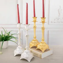 1 par de metal suporte de vela ouro prata cor decoração do casamento presente europeu casa decoração castiçal centros mesa para boda