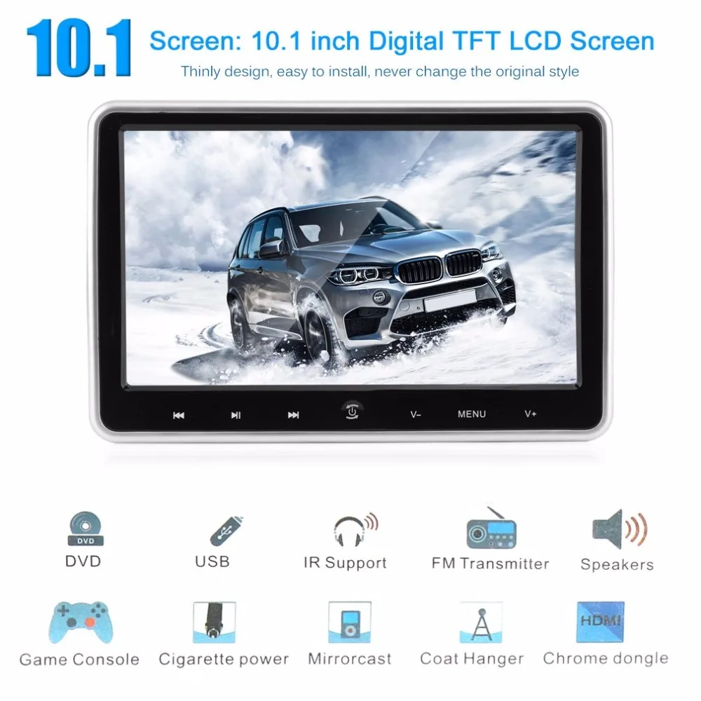 

New 10.1 Inch LCD Digital Screen Headrest Monitor Universal Car Headrest DVD Player Portable HDMI Media Player Vehicle Parts