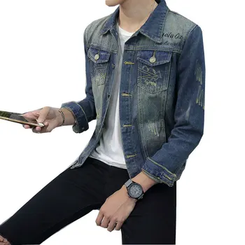 

New Cotton Outerwear Jeans jacket Men Slim Fit Casual With Pockets Coats For Men Fashion M-2XL