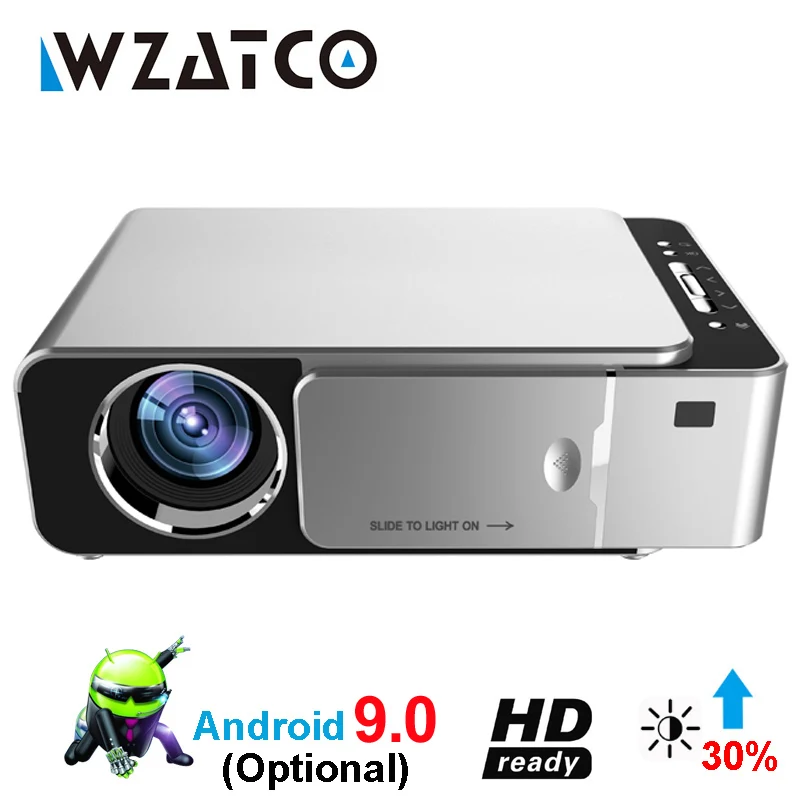 WZATCO T6 الروبوت 9.0 واي فاي الذكية اختياري دعم 1080 p HD LED المحمولة جهاز عرض صغير فيديو للمنزل مسرح لعبة الفيلم سينما WZATCO T6 الروبوت 9.0 واي فاي الذكية اختياري دعم 1080 p HD LED المحمولة جهاز عرض صغير فيديو للمنزل مسرح لعبة الفيلم سينما