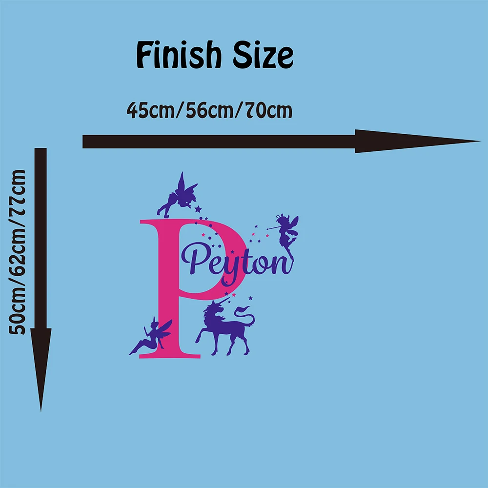 Custom Name Fairy Unicorn Star Wall Decal Girl Room Kids Room Cartoon Personalized Name Fairy Horse Animal Nature Wall Sticker (1)