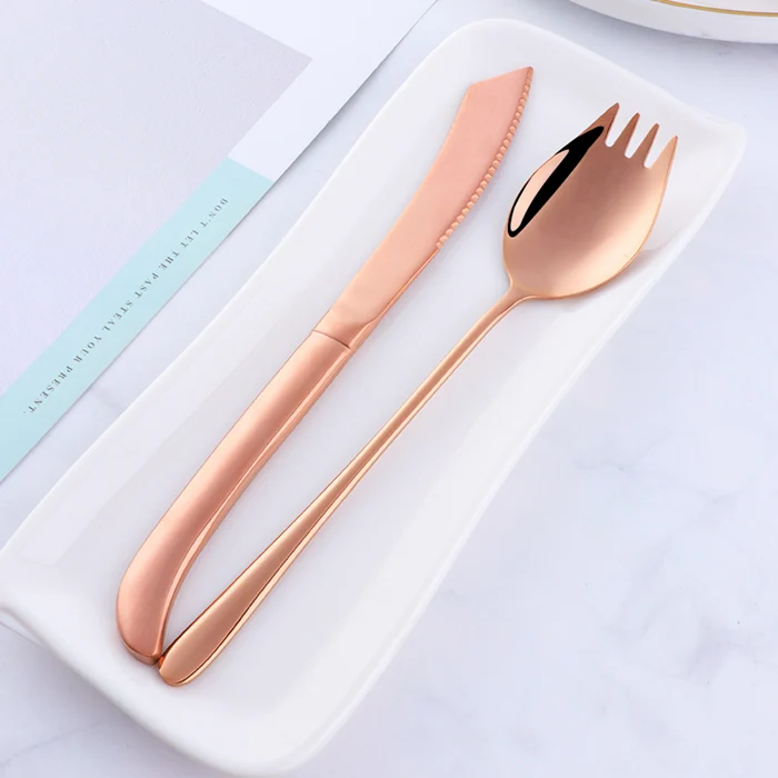 RoseGold Bisda, 8 шт., набор ножей для ресторана, стейка, вилки, ложки, дизайн, золотой набор столовых приборов, посуда из нержавеющей стали, столовые приборы - Цвет: RoseGold