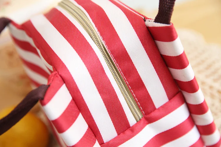 Красными полосками и рисунком бенто мешок утолщение и тепла консервированный Обед сумка Водонепроницаемый большая сумка-переноска для еды сумка Для женщин Для мужчин сумки из натуральной кожи для Еда