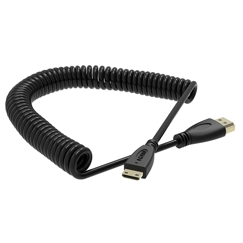 

High Speed Mini HDMI to HDMI Spring elastic Curl Cable V1.4 3D for Sony Canon Camcorders strong Scalability