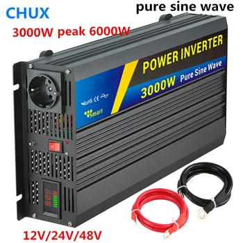 

3000W Peak 6000W Pure Sine Wave Inverter DC 12V 24v 48v to AC 110V 120V Converter RV Home Car Use Power Inverter