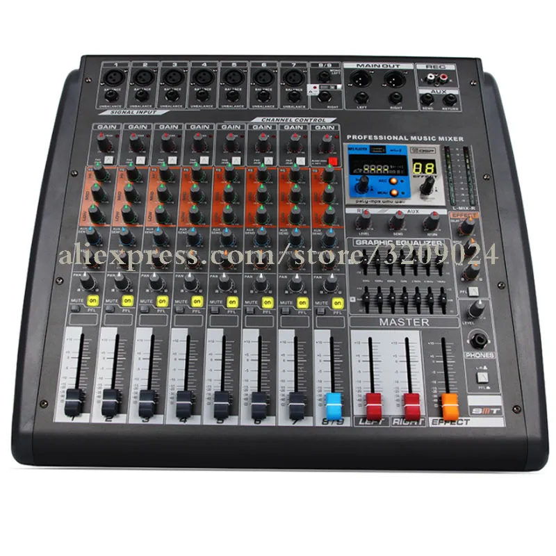 US $428.64 Pro 800W800W 8 Channel Amplifier Recording Mixer With Bluetooth USB MP3 Bluetooth 16 DSP Reverb Effect Audio Mixing Controller