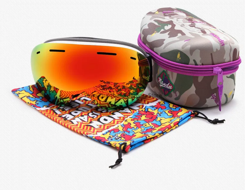 Мужские и женские лыжные очки, лыжные очки, без полей, двухслойные, UV400, анти-туман, большая Лыжная маска, очки для катания на лыжах, сноуборде