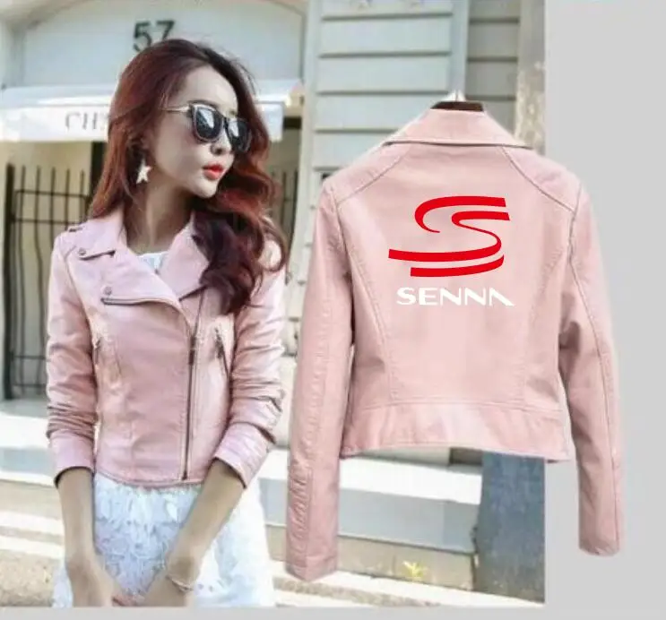 

2019 Women's Casual SENNA Anime Short Leather Jacket Women's Sports Top, Zipper Pocket Motorcycle Ready Leather Jacket