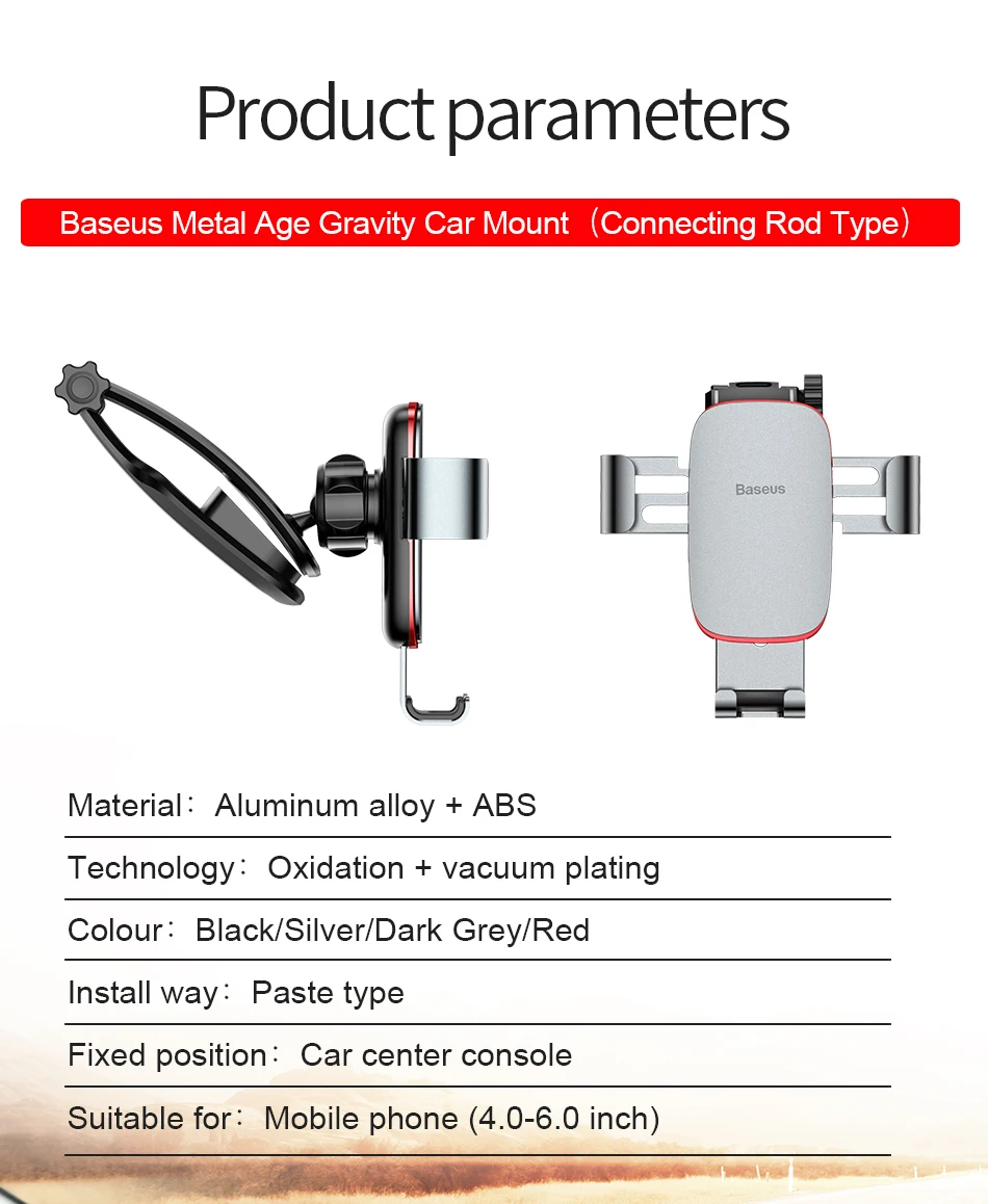 Baseus Металл Автомобильный держатель для телефона держатель для iPhone samsung складной гравитационный автомобильный держатель мобильного телефона для приборной панели пасты, автомобильный держатель, подставка
