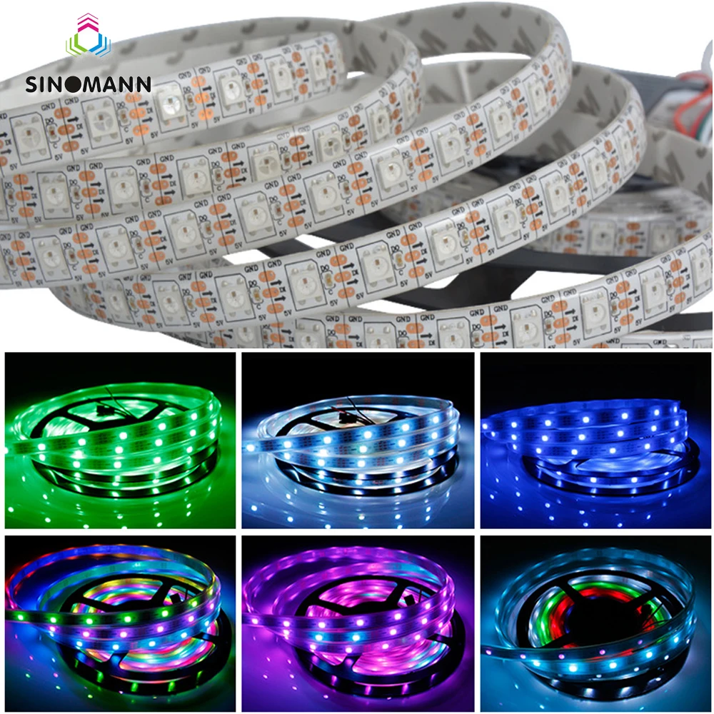 1 м/4 м/5 м WS2812B 30/60/74/96/100/144 пикселей/светодиодов/м Smart LED пикселей полосы черный/белый