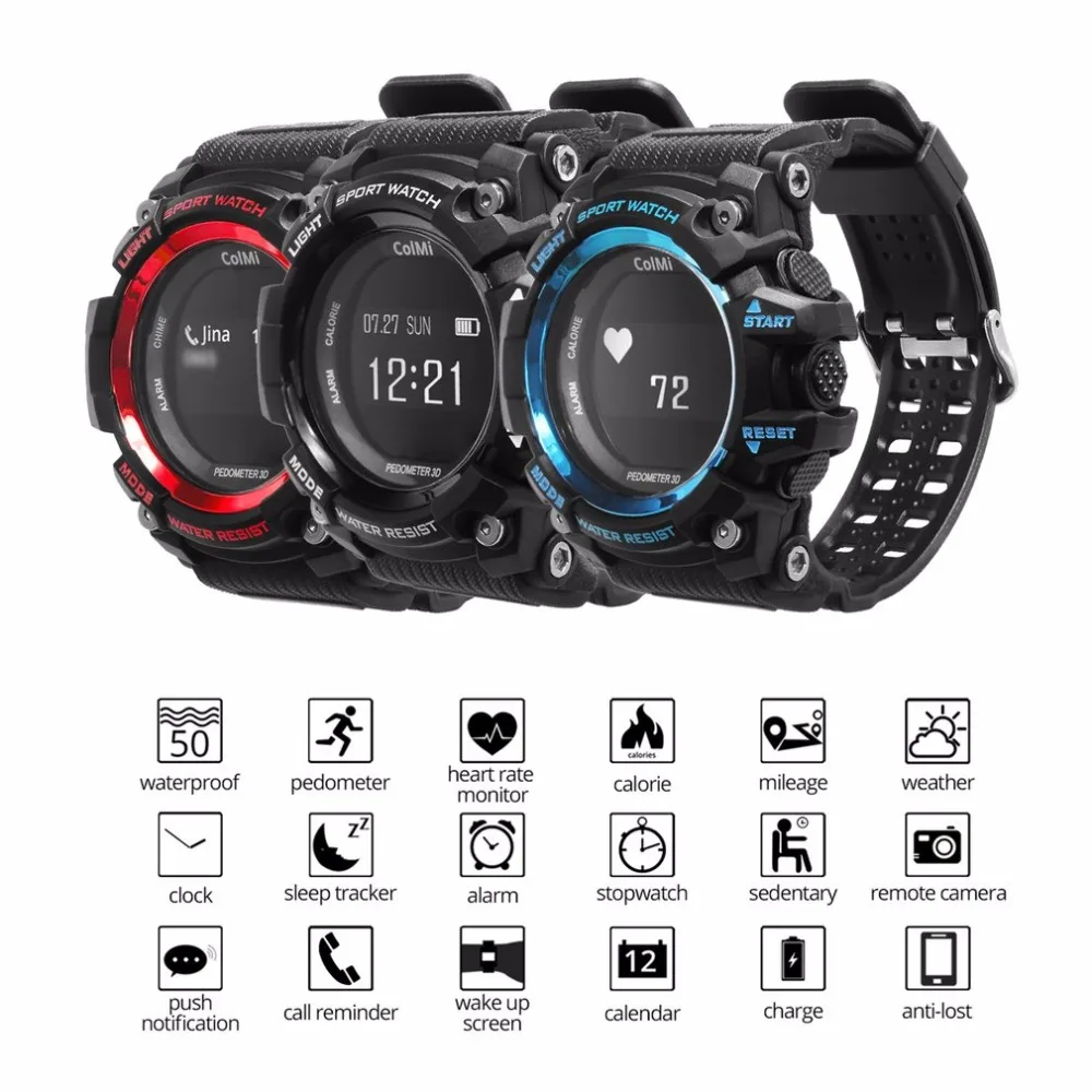 

T1 Smart Watch With OLED Display Heart Rate Monitor Waterproof Push Message Call Reminder For Android For iOS Phone