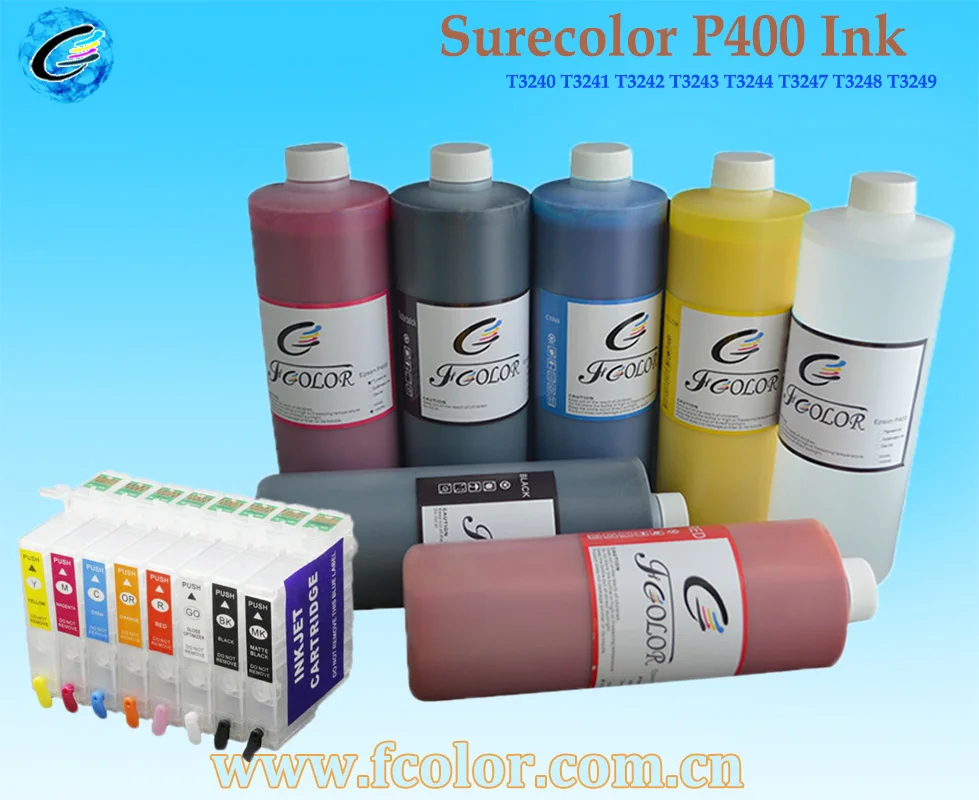 

P400 Printer Pigment Ink Refill Kits with Refillable Cartridge For Surecolor P400 Photo Printing T3240-9 500ml bottle