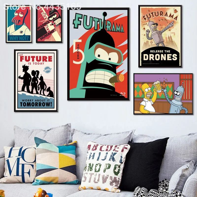 Постеры и принты Futurama сезон плакат Настенная картина для гостиной Украшение Искусство Холст Живопись Домашний Декор