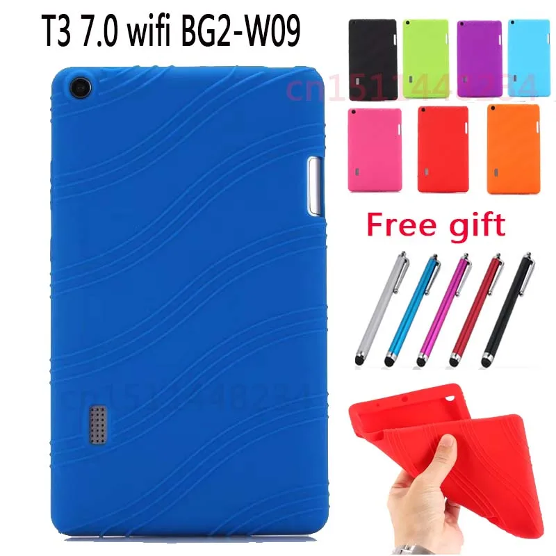 

Shockproof Soft TPU Silicone Case For Huawei MediaPad T3 7.0 BG2-W09 Non-slip Wave Pattern Smart Cover For Huawei T3 7 wifi +pen