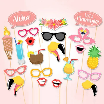 

21pcs Wedding Decoration Photo Booth Props DIY Paper Vacation Beard Skirt Photobooth Accessories Couple Wedding Party Supplies