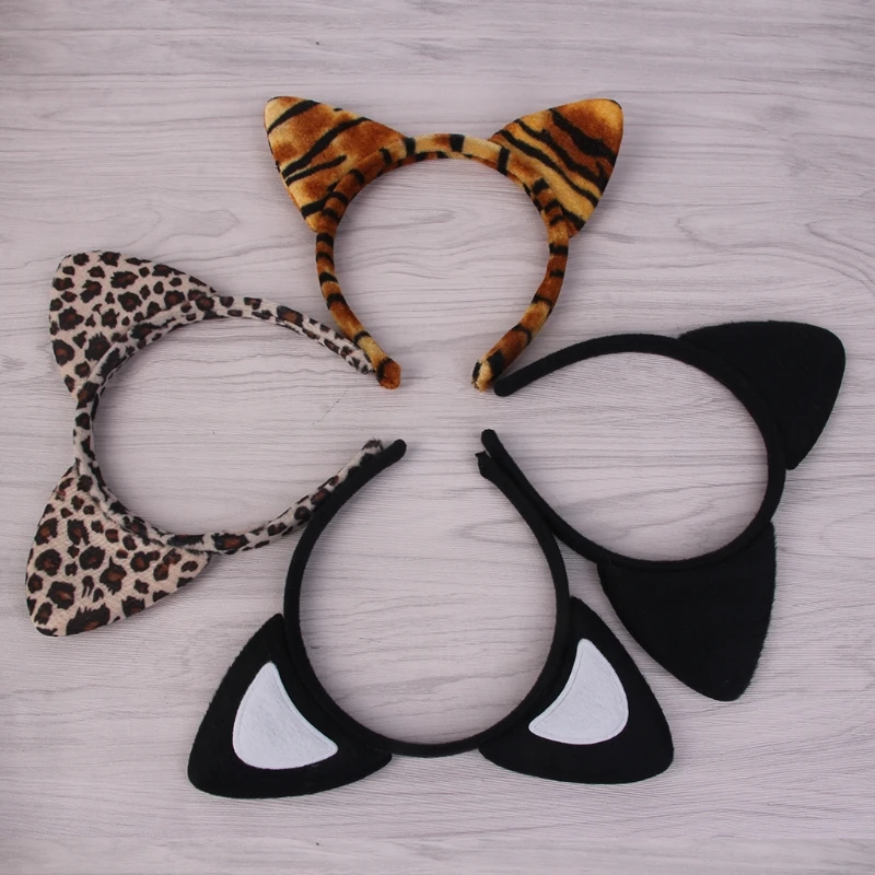 

Fashion Women Cloth Short Plush Tiger Leopard Cat Ear Headband Hair Band Cosplay Party Hair Accessories HairBand