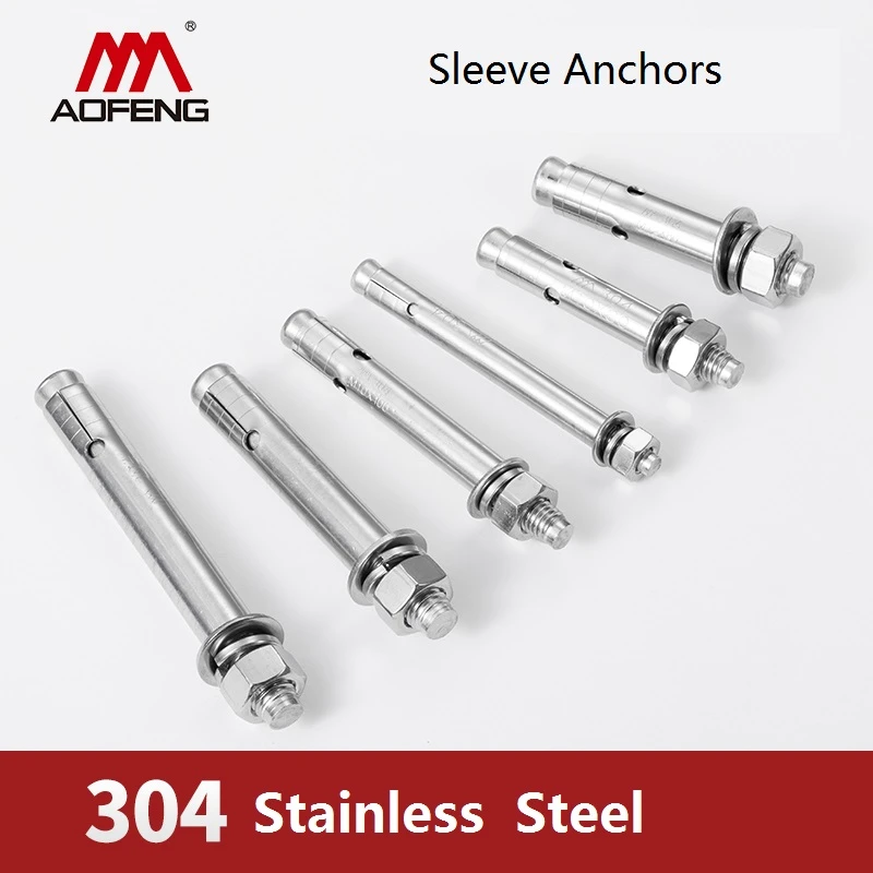 DAZISEN 6 Pack Expansion Screw Bolts M8-304 Stainless Steel External Hex Nut Expansion Sleeve Anchor Bolt Heavy Duty Fixing Anchors