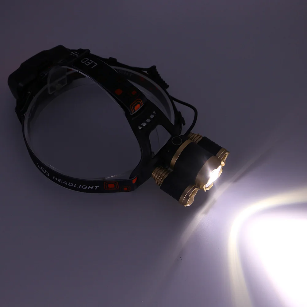 Поворотный фокусировки 4000lm 1 * T6 + 2 * R2 светодиодные фары головного света лампы Поддержка 4 режима зарядка через USB фар для кемпинга Охота