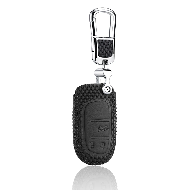 

luckeasy Leather Key Cover for jeep Grand Cherokee 2014 fiat Ottimo 2014 fiat viaggio 2015 Chrysler 300c 2012/2013 3 button key3