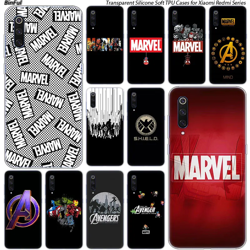 

Hot Luxury Marvel Comics Silicone Case For Xiaomi Pocophone F1 9T 9 9SE 8 A2 Lite A1 A2 Mix3 Redmi K20 7A Note 4 4X 5 6 7 Pro S2