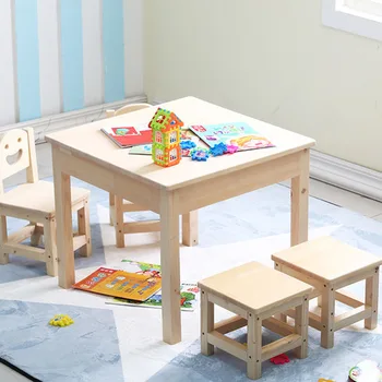 

Children Furniture Sets 1 table+4 stools sets solid wood kids Furniture sets kids study table sets mesa y silla 60*60*51cm sale