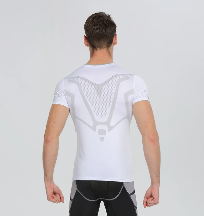 Мужские компрессионные футболки MMA Rashguard Keep Fit для фитнеса, базовый слой, облегающие, для тяжелой атлетики, эластичные шорты для тайского бокса, белые