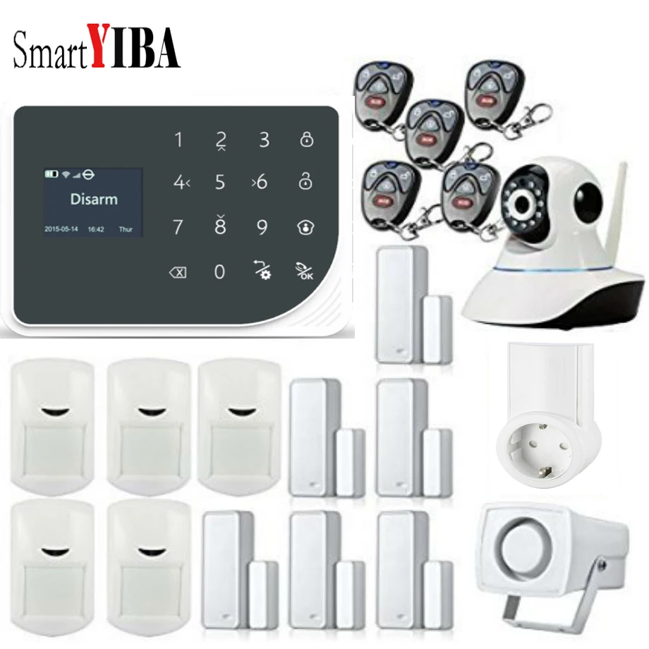 SmartYIBA Wireless Wifi Alarm System Wired GSM Home Security Alarm KIT Video IP Camera Smart Socket App Control Home Appliances цена SmartYIBA Wireless Wifi Alarm System Wired GSM Home Security Alarm KIT Video IP Camera Smart Socket App Control Home Appliances цены онлайн
