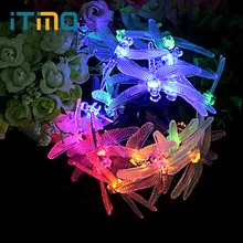 8 режимов 20 светодио дный Открытый Свадебная вечеринка и праздничные Стрекоза Форма строка лампа Солнечный Свет Патио украшения Крытый