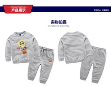 2016 New Autumn Kids Boys Crayon Shin Chan T Shirt Pant Set Children Kids Sport Suit Outfit for 3-9T