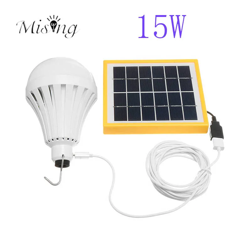 

Mising Portable 15W LED E27 Solar Light Bulb Tent Camping Fishing Solar Energy Lamp Rechargeable for Home Outdoor Hiking Lights