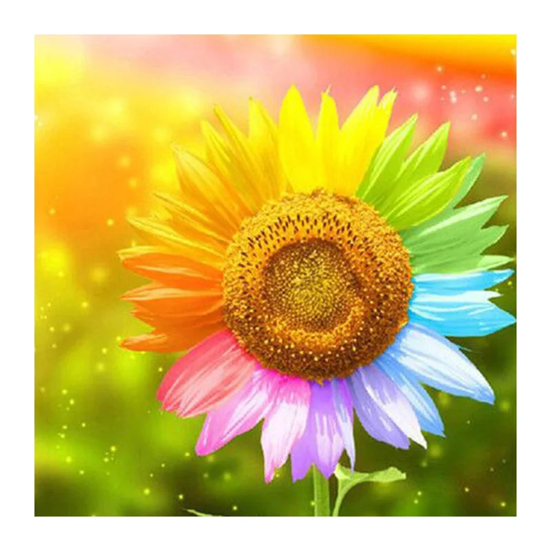 YIKELA DIY 5D Diamond Painting Sunflower Cross Stitch Crystal Round Drill Set Decorative Embroidery Gift Decor | Дом и сад
