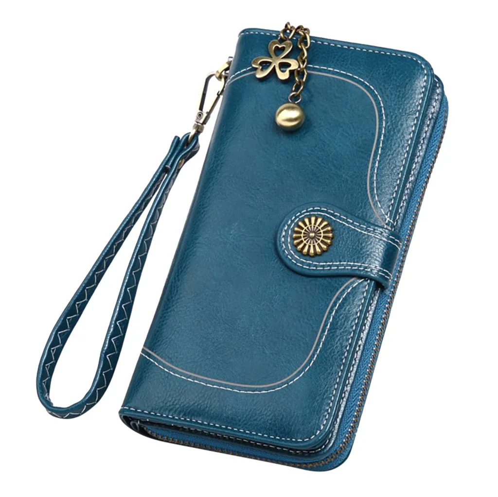 

Leather Purse Vintage Solid Zip Handbag Long Style Women Ladies 2019 Clutch Women Female Women Phone Bag Wallet Card Purse W