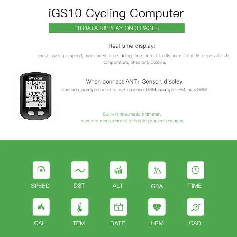 Полнофункциональный высокочувствительный gps велосипедный компьютер iGS10 Спидометр I gps ORT gps MTB дорожный водонепроницаемый беспроводной Vdo велосипедный