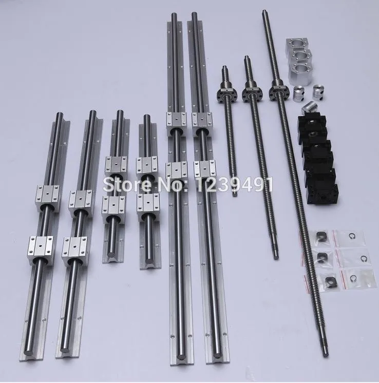 

6 set linear rail SBR16-300/1000/1300mm+3 set ballscrew SFU1605-300/1000/1300mm+ 3 BK12/BF12+3 Nut housing + 3 Coupling for cnc