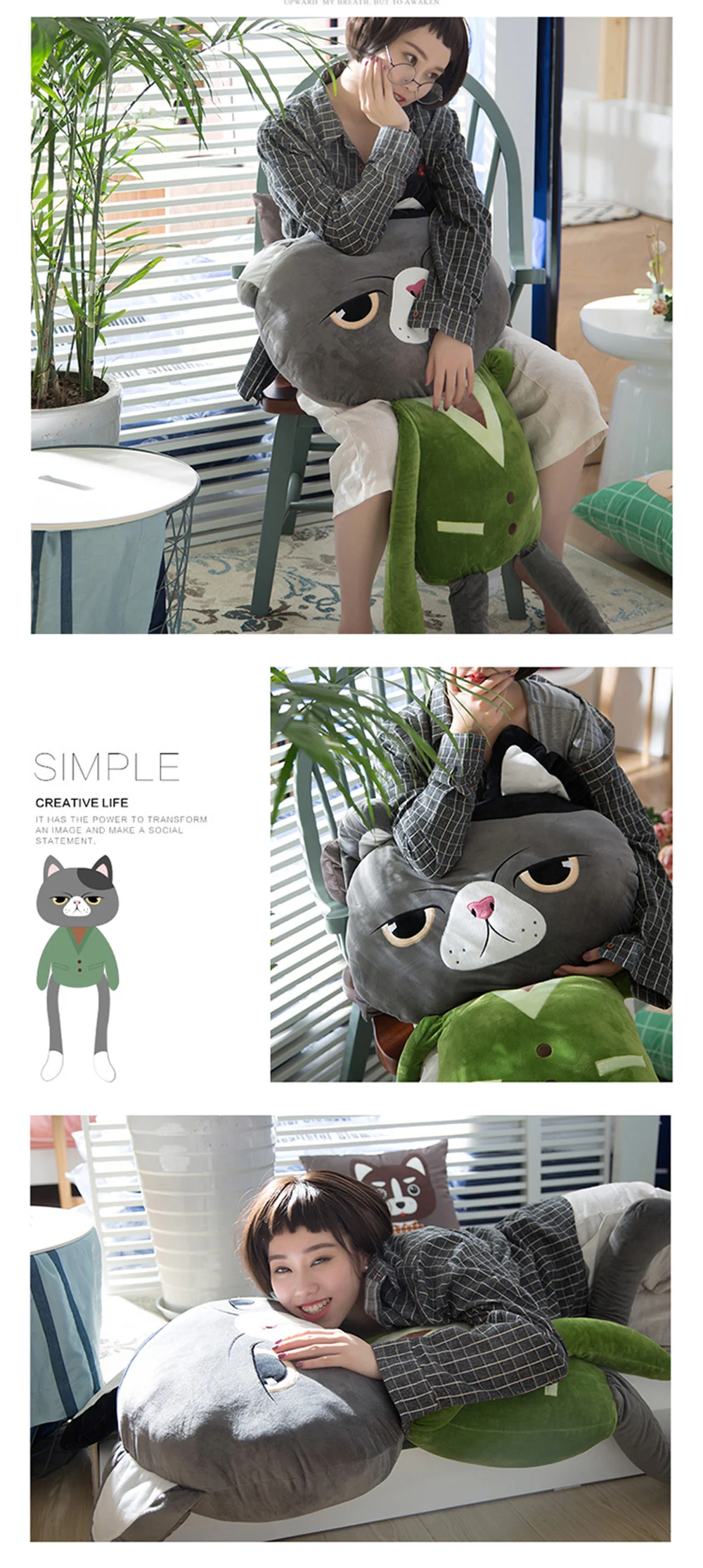 Fancytrader Big Creative Funny Sleeping Pillow Doll Soft Long Animals Fox Bear Cat Toys 150cm Nice Gifts18