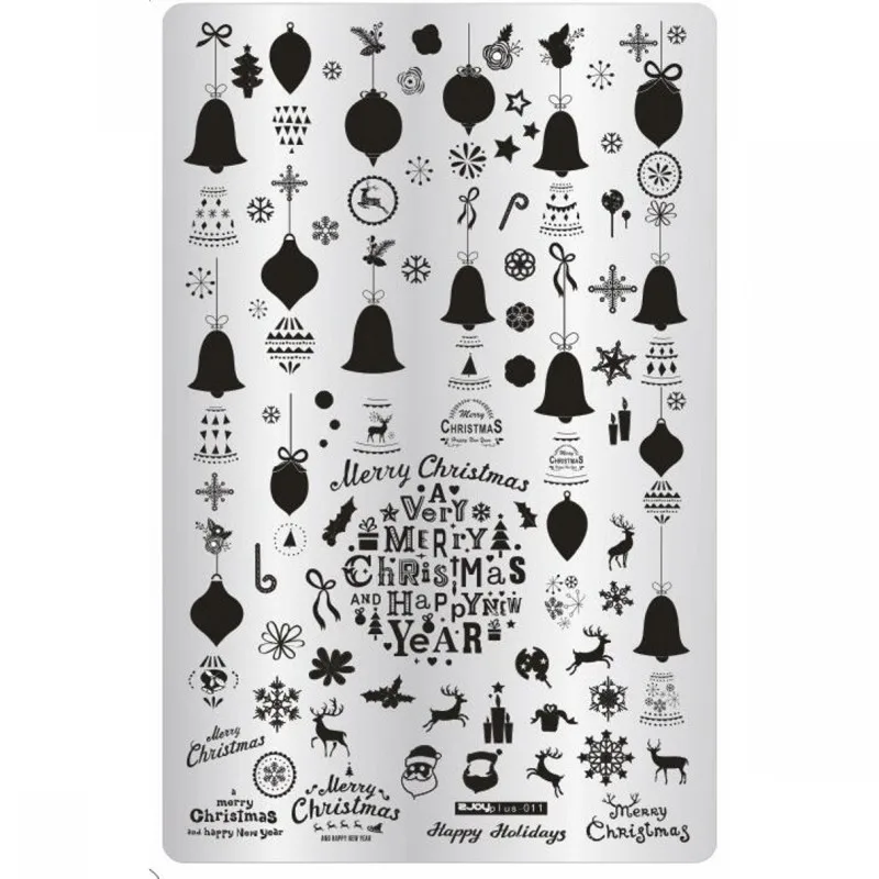 

1Pc Christmas Halloween Theme Nail Art Stamp Template Snowflake Bell Litttle Witch Bat Image Plate Stamping Manicure 14.5* 9.5cm