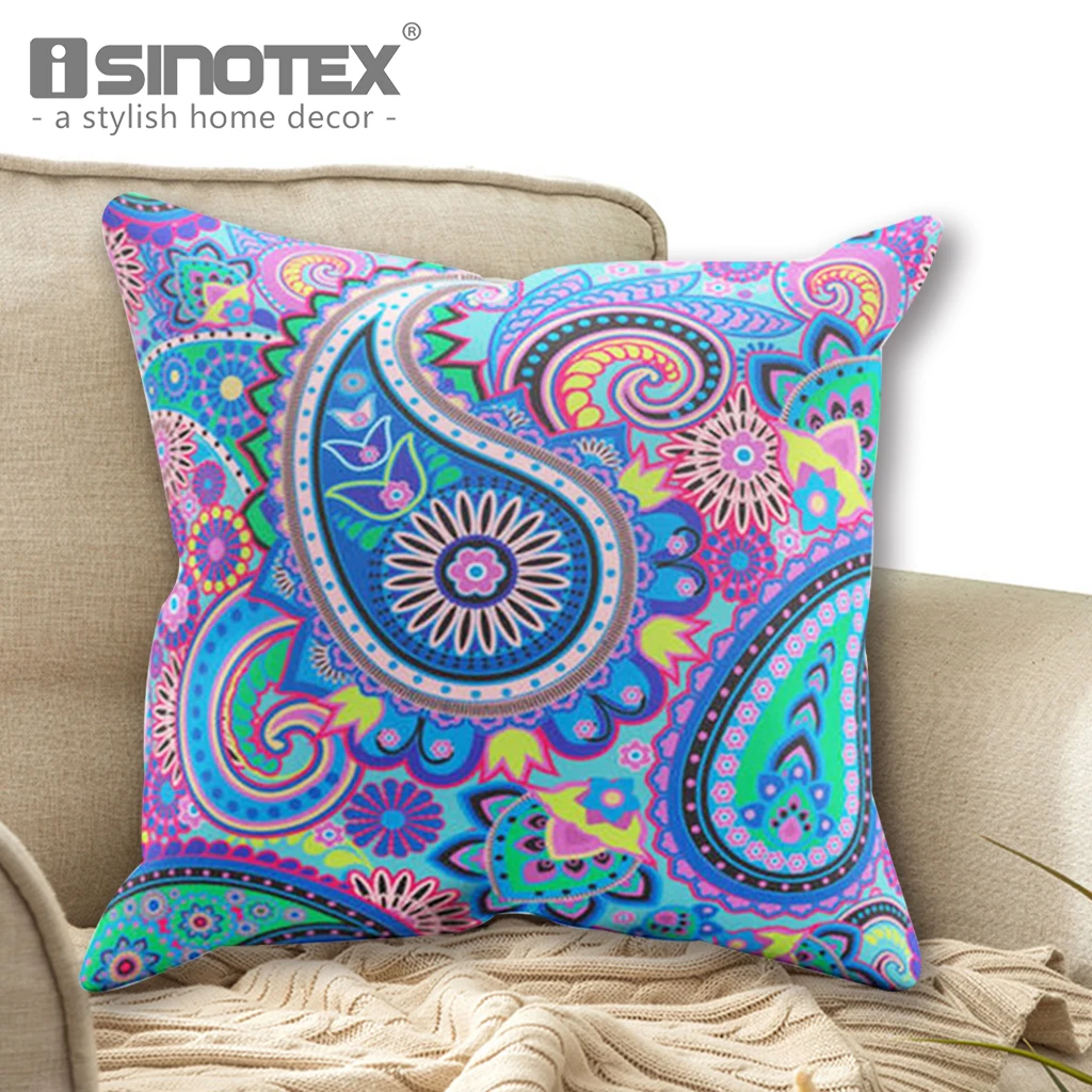 Bohemia Style Cushion Cover Woven Linen Paisley Pattern Design Throw