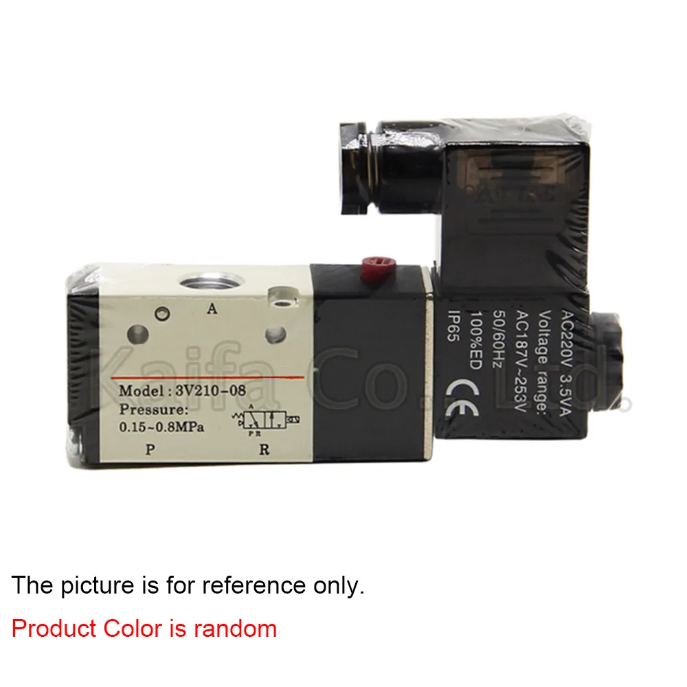 

1PCS Air Solenoid Valves 3V210-08 2 Position 3 Port 1/4" Pneumatic Control Valve AC 220V 24V DC 12V 24V