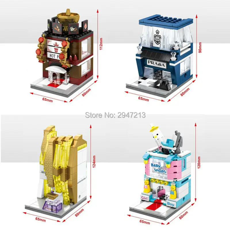 

hot compatible lepin city mini Street View Building blocks Famous Fashion Flat Baby Store Perfume Shop Brick Toys for children